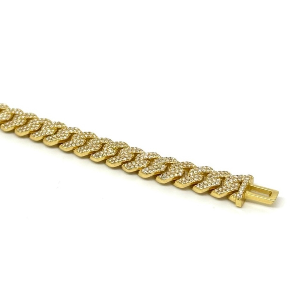 18K Gold Plated, 3.4CTW Moissanite Square Miami Cuban Bracelet - Picture 4 of 7